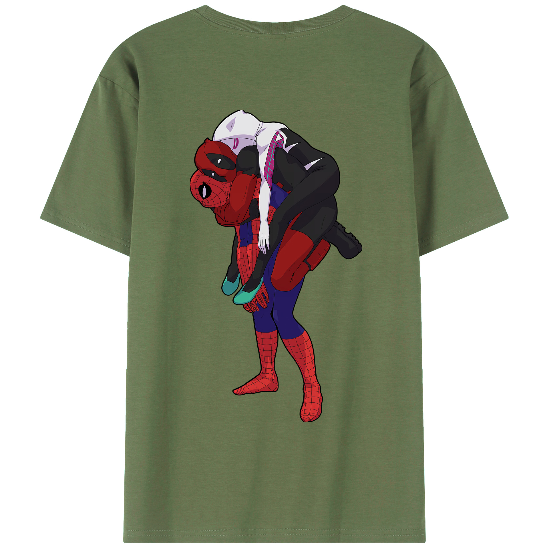 （画像用） Deadpool デッドプール 綿100％ メンズ半袖Tシャツ（バックプリント） 通気性